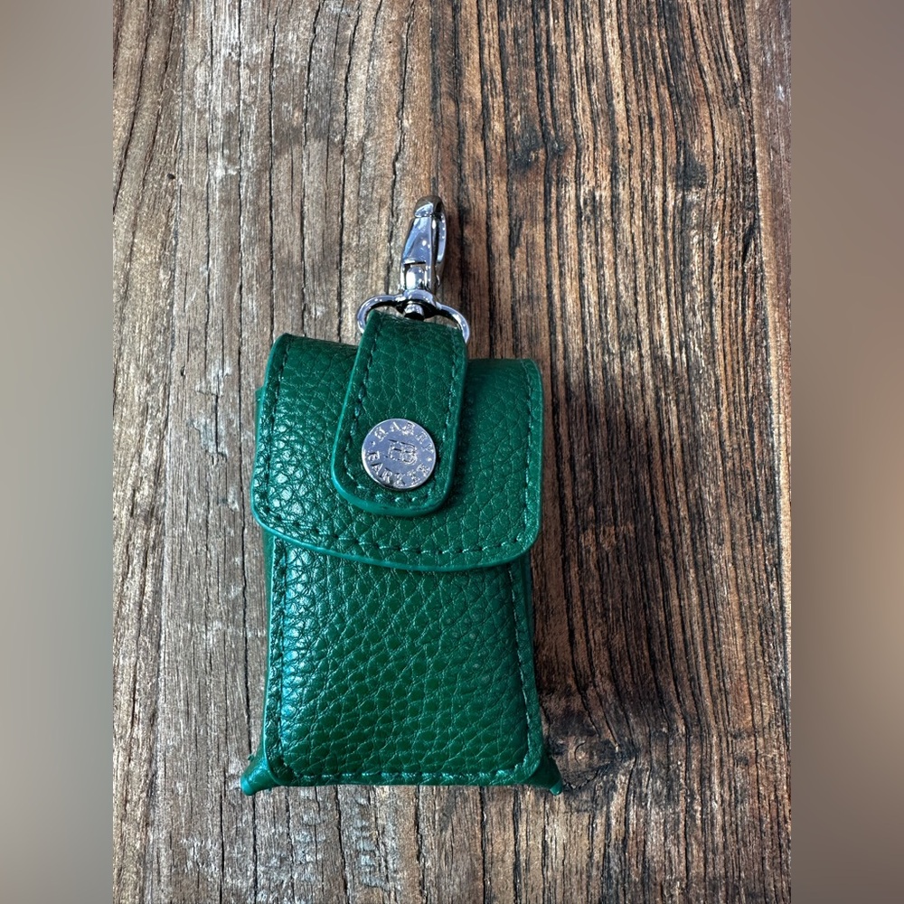 Stylish Green Leather Dog Leash Pouch Dog Poop Pickup Bags Holder